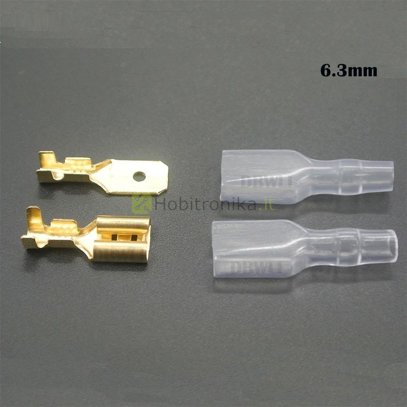 6.3mm tiesinė jungtis su užspaudžiamu galu