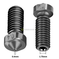 Kietinto plieno 0.4mm ilgas antgalis 1.75mm plastiko gijai