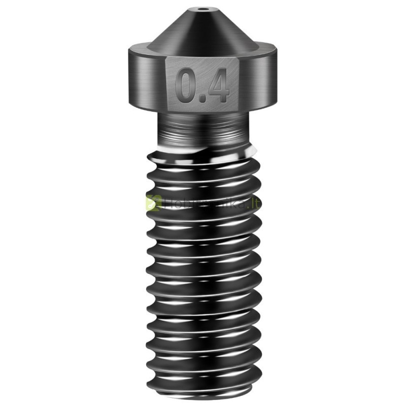 Kietinto plieno 0.4mm ilgas antgalis 1.75mm plastiko gijai