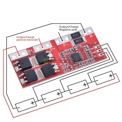 4S 30A Li-Ion 18650 baterijų apsauginė (BMS) schema