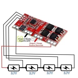 4S 30A Li-Ion 18650 baterijų apsauginė (BMS) schema