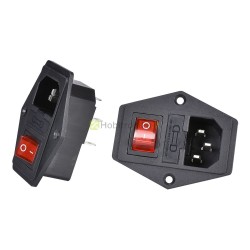 220V 10A maitinimo lizdas su saugikliu, mygtuku ir laidais