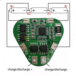 3A Li-Ion 18650 baterijų apsauginė (BMS) schema