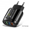 220V į tris 5V 2.1A Quick charge 3.0 USB adapteris