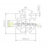 250mm 2020 juodas v-slot aliuminio profilis