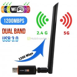 USB 3.0 WiFi 802.11ac 1200Mbps adapteris su antena