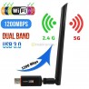 USB 3.0 WiFi 802.11ac 1200Mbps adapteris su antena
