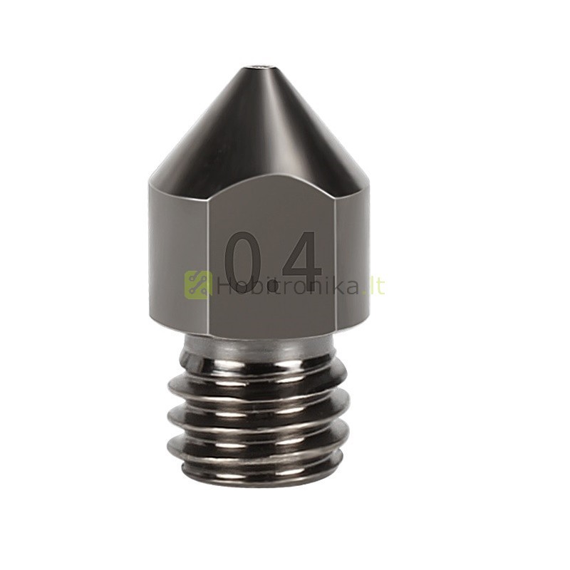 Grūdinto plieno 0.4mm trumpas antgalis 1.75mm plastiko gijai