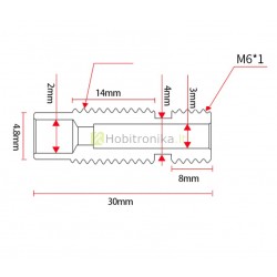 Plieninė kaitinimo bloko jungtis 1.75mm gijai su sriegiais ir PTFE intarpu