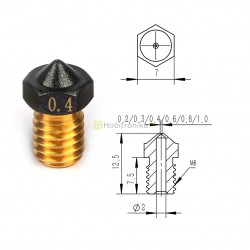 0.4mm E3D V6 antgalis su PTFE Teflono danga 1.75mm gijai
