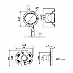 1W šaltai-baltas SMD LED diodas su PCB