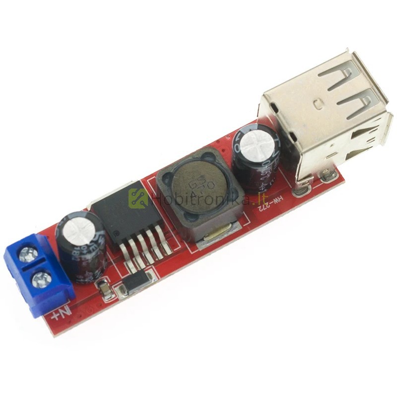 Dvigubas 6-40V USB DC-DC įtampą žeminantis keitiklis