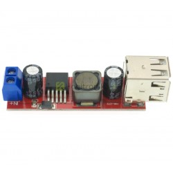 Dvigubas 6-40V USB DC-DC įtampą žeminantis keitiklis