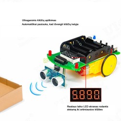 DIY kliūčių vengiantis robotas-konstruktorius
