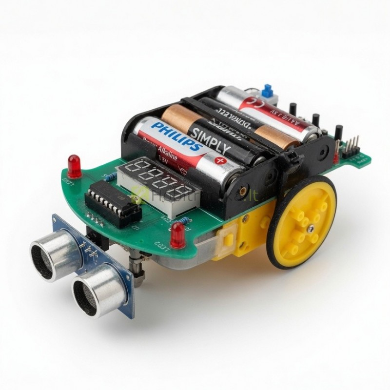 DIY kliūčių vengiantis robotas-konstruktorius